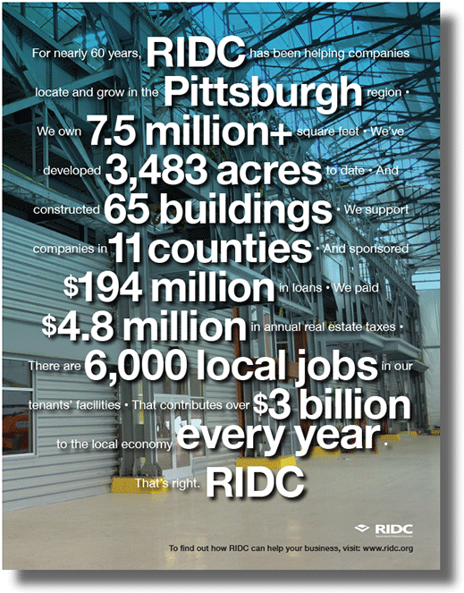 Advertisement for Pittsburgh-based development group